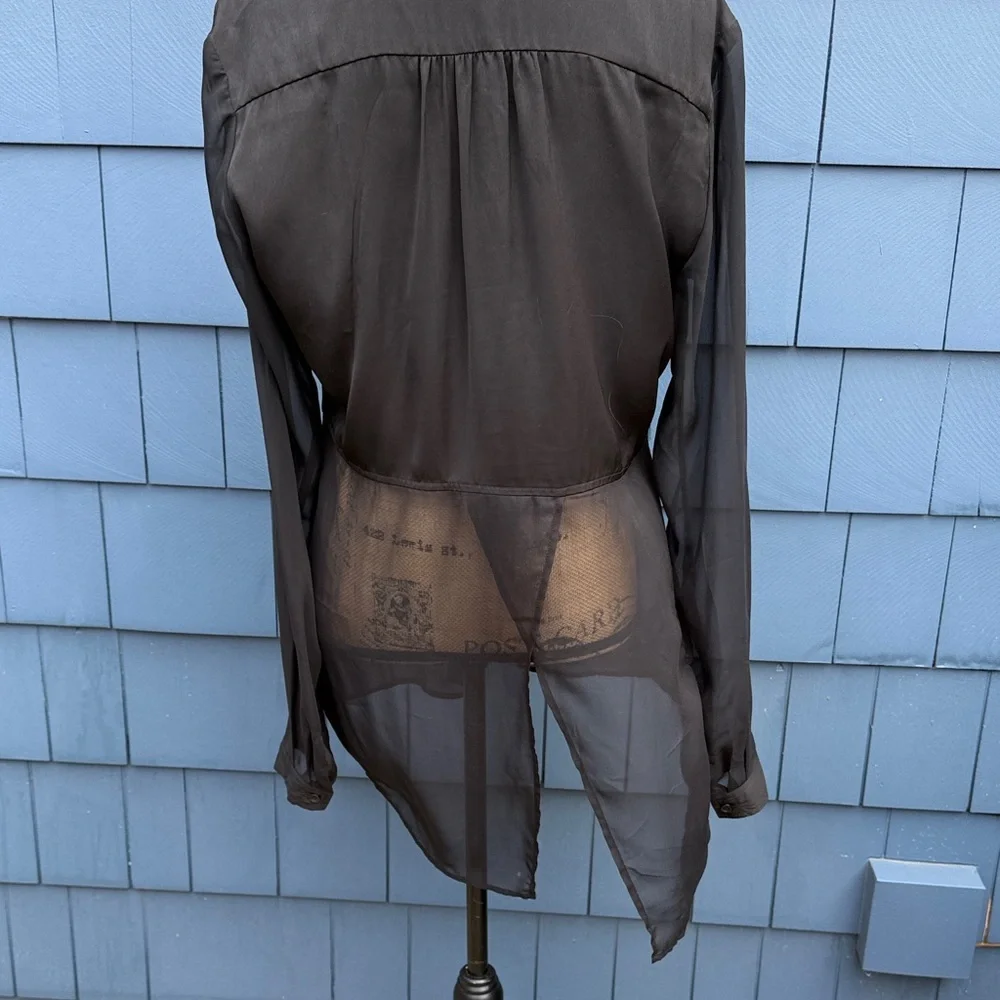 Free People Black Sheer Blouse m top shirt